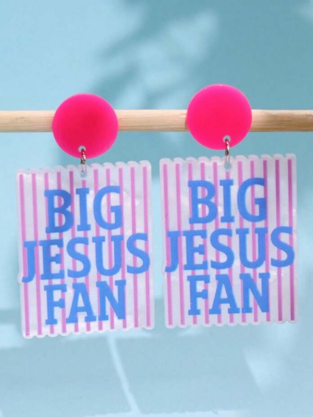 Big Jesus Fan Acrylic Dangle Earrings